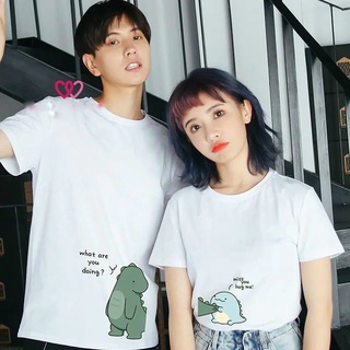 Áo đôi nam nữ, áo cặp nam nữ in hình khủng long đáng yêu chất vải mềm mịn thấm hút