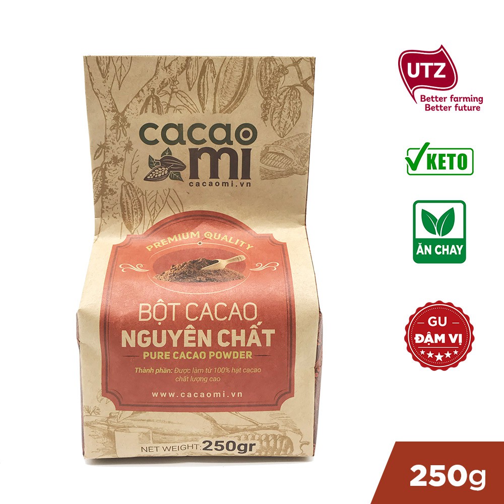 Ảnh Bột cacao nguyên chất 100% không đường CACAOMI Premium thức uống sô cô la đậm ca cao chuẩn UTZ 250g 1