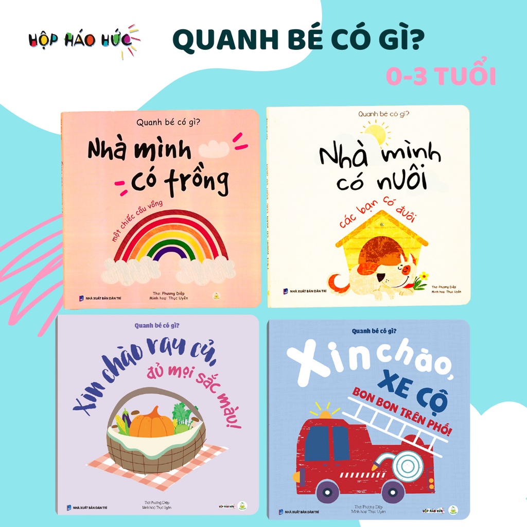 Mô tả Bộ sách thơ Quanh bé có gì Hộp Háo Hức cho bạn nhỏ 0-3 tuổi, giúp dễ dàng ghi nhớ, bắt chước, nâng cao vốn từ vựng - 1