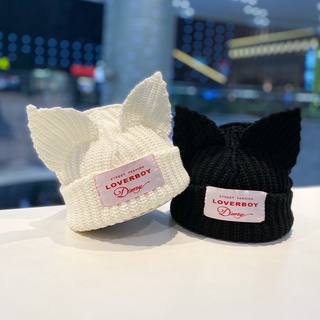 Mũ beanie mềm mại hình tai mèo phong cách Hàn Quốc đơn giản cho nam và nữ