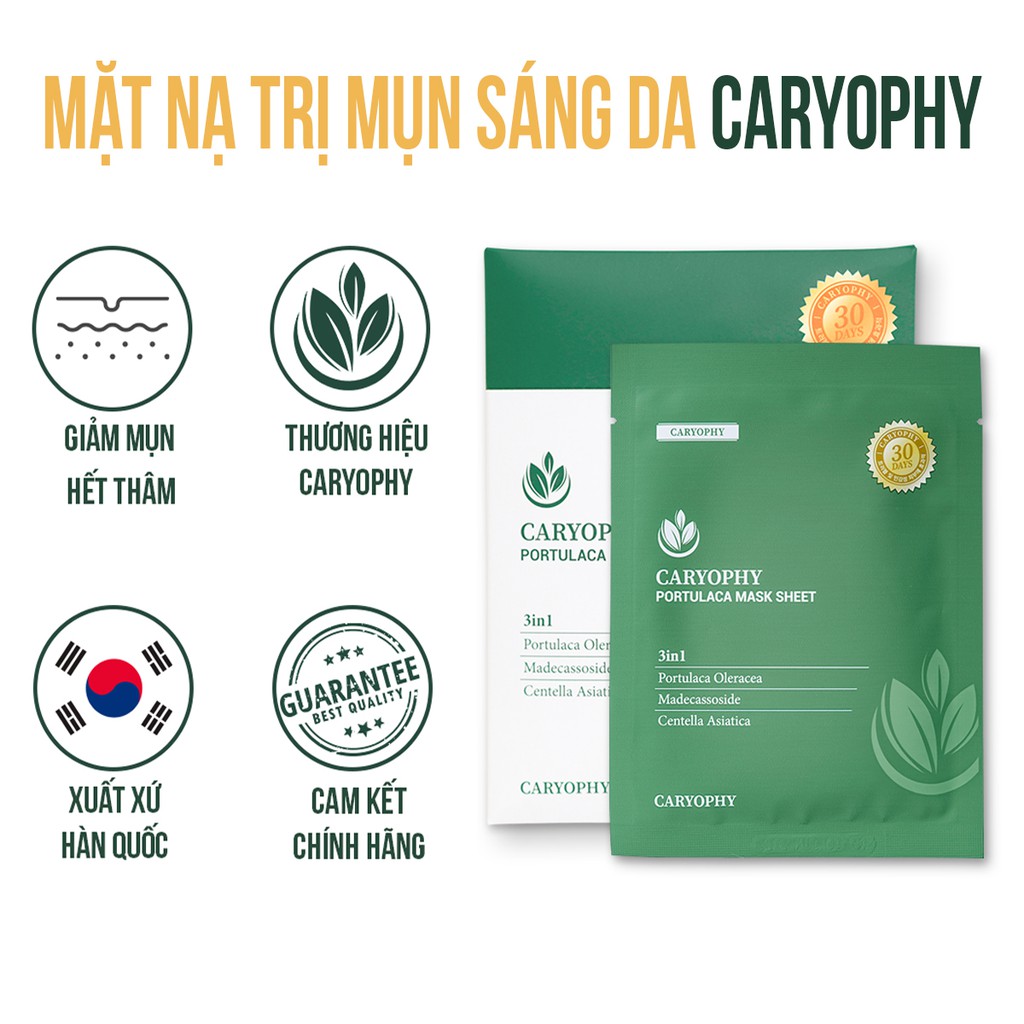 Ảnh Mặt nạ Caryophy portulaca mask sheet giảm mụn mờ thâm Hàn Quốc 22g (1 miếng - 5 miếng) 2