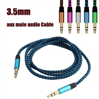 Dây cáp âm thanh Aux 3.5mm dài 1m cho loa, Mp3, điện thoại, xe hơi, máy tính - Cáp Dây Dù Mạ Vàng 2 đầu 3.5mm
