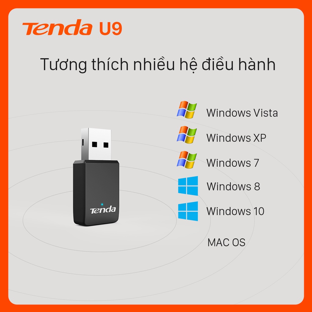 Ảnh Bộ Chuyển Đổi USB WiFi Tenda U9 Chuẩn AC Tốc Độ 650Mbps - Hàng Chính Hãng 2