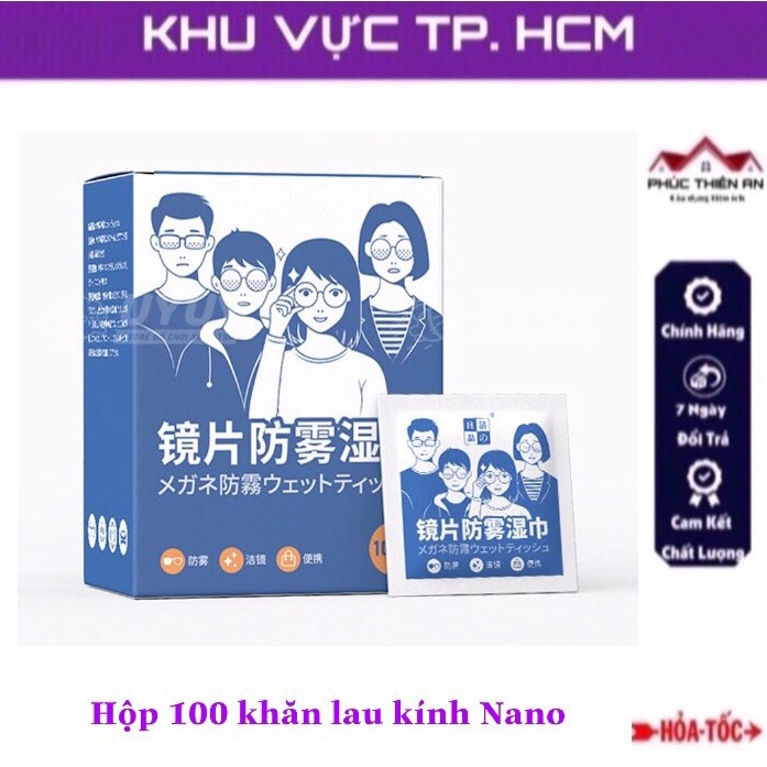Hộp 100 khăn lau kính Nano, chống bám hơi nước, chống bụi bẩn