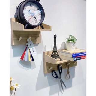 Kệ gỗ treo tường decor trang trí,để đồ,để sách có móc treo quần áo,treo phụ kiện