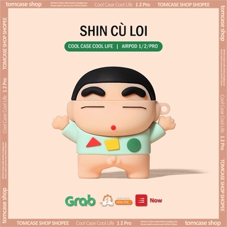 Vỏ bảo vệ hộp đựng tai nghe bluetooth hình cậu bé Shin cho Airpod 2/pro/3/1 Airpod 2/pro