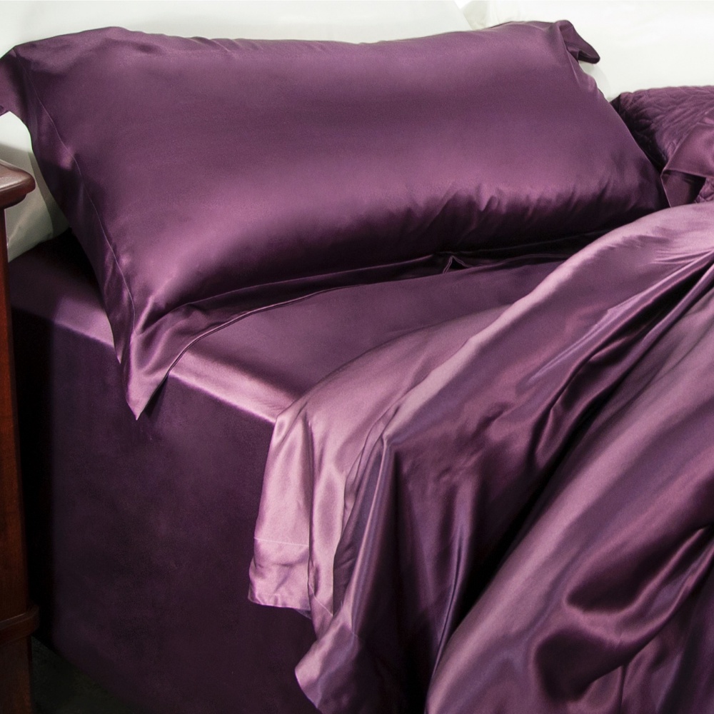 Ảnh Bộ Chăn Ga Gối Lụa Cao Cấp NITE9SILK TRAMDO BEDDING Màu Tím Nho 3