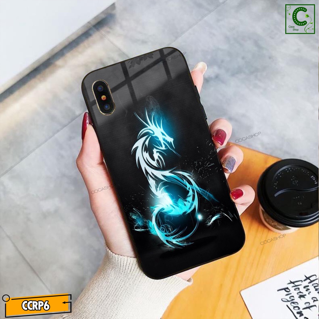 Ốp iPhone Mặt Kính Nano Dẻo - Ốp rồng xanh rồng đỏ sáng neon cực đẹp