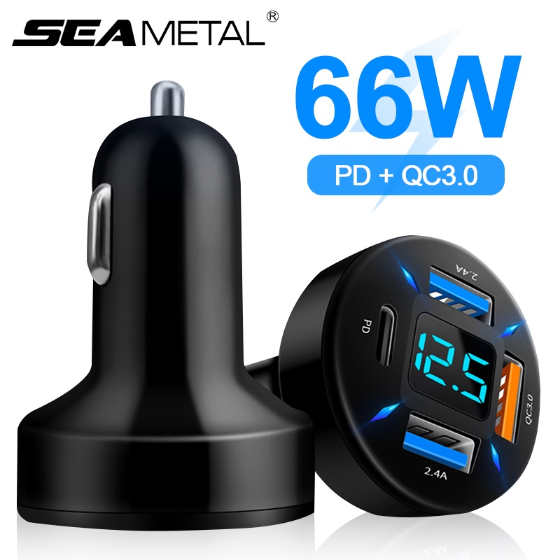 Tẩu sạc nhanh SEAMETAL 66W QC3.0+PD 4 cổng USB 12V 24V cho xe hơi
