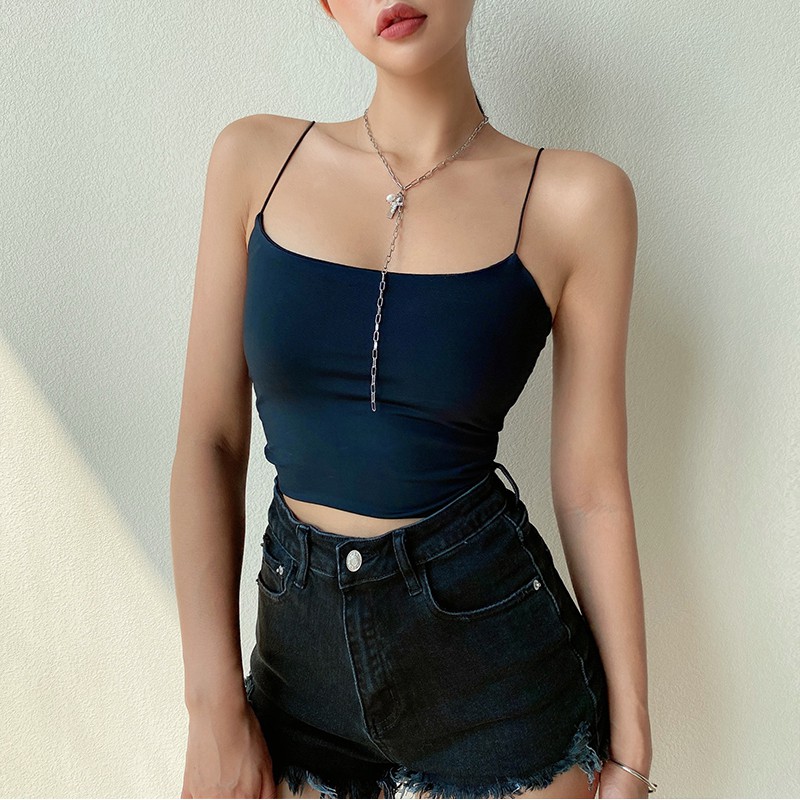 Áo Lửng Hai Dây Mỏng Nhiều Màu Sắc Gợi Cảm Phong Cách Mỹ