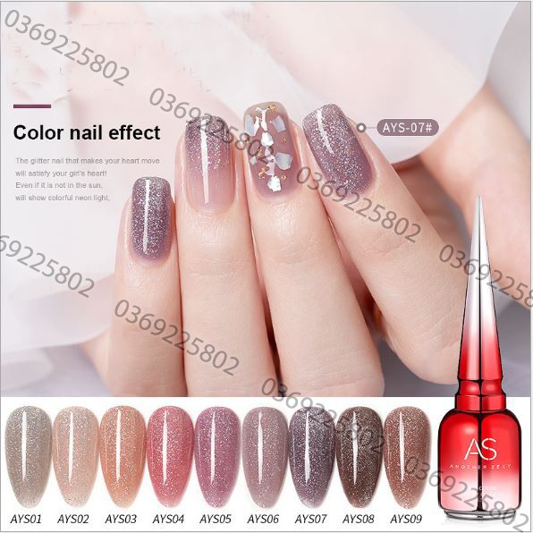 SET Sơn gel AS màu nhũ MỚI AYS 9 chai đỏ nhọn 15ml siêu HOT