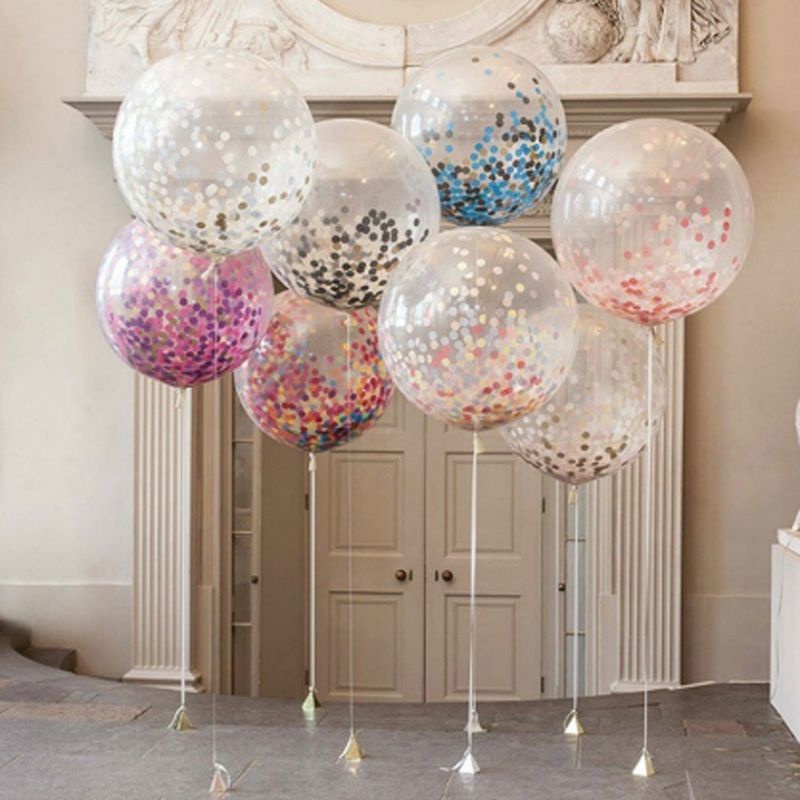 Mới 12 Inch Ngẫu Nhiên Confetti Bóng Cao Su Heli Cho Sinh Nhật Cưới Khiêu Vũ Trang Trí Tiệc Trẻ Em Bé
