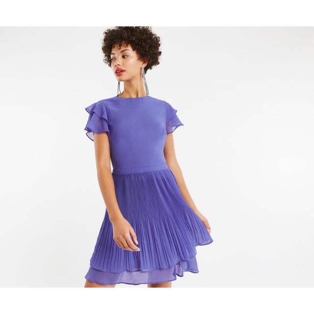 Oasis chiffon best sale pleated skater dress