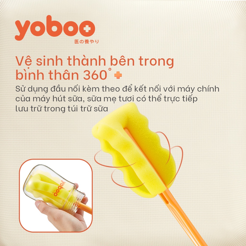 Ảnh Bộ 2 bàn chải làm sạch bình sữa cho bé Yoboo YB-0029 bằng xốp polyurethane mật độ dày, không xơ vữa - Hàng chính hãng 2