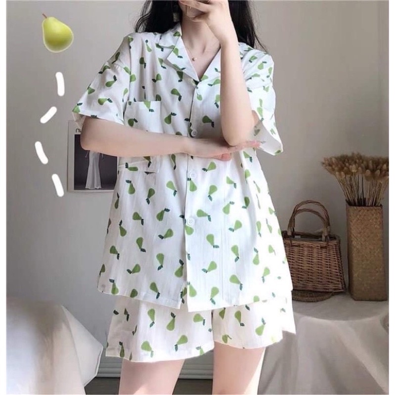 Đồ bộ nữ pijama mặc nhà, bộ ngủ dễ thương quần cộc áo cộc chất vải thô hàn mềm cho mùa hè