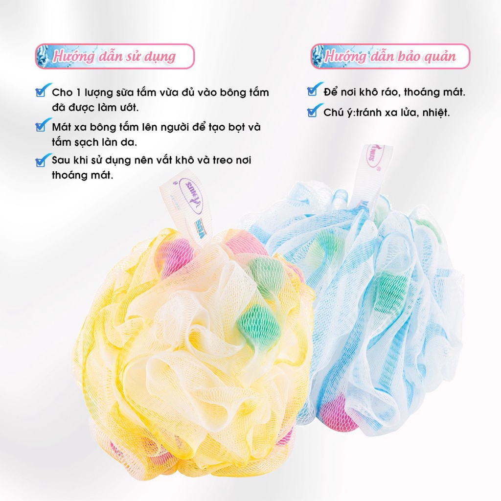 Bông tắm tròn viền xốp Venus Mousse 1-Tạo bọt nhiều, tấy da chết- Giao màu ngẫu nhiên-Vien Dong Sai Gon