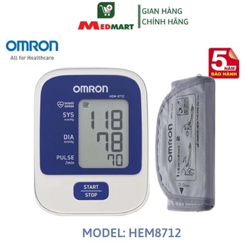 Máy Đo Huyết Áp Điện Tử Bắp Tay OMRON HEM 8712 Chính Hãng Bảo Hành 05 Năm - MEDMART