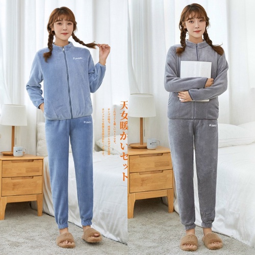 Bộ quần áo nữ-Bộ đồ áo khoác và quần chất lông cừu mùa đông siêu ấm