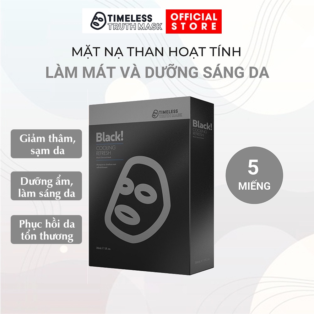 Ảnh Mặt nạ than hoạt tính Timeless Truth Mask - Black Cooling làm mát và sáng da (30ml x 5 miếng) 1