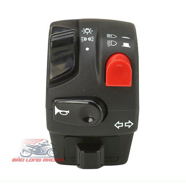 Cùm Công Tắc Trái Domino nút Đỏ gắn xe máy Sirius Exciter Wave Dream Sonic Satria...