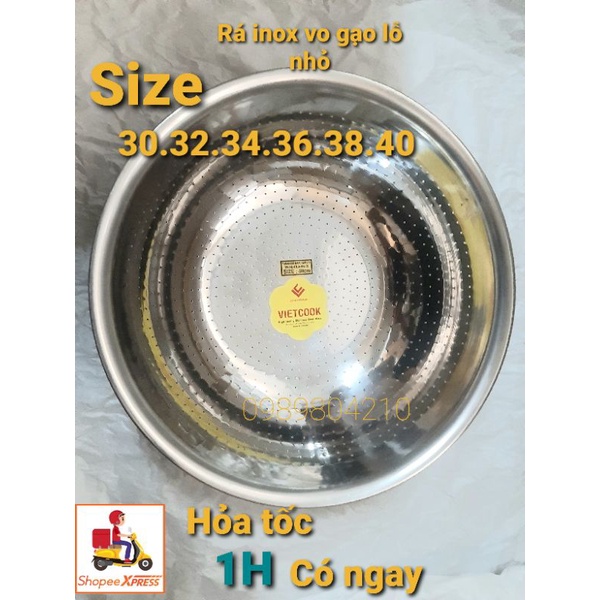 Rá inox vo gạo,rá inox 304 size 30,32,34,36,38,40,rá inox hàng dày ...