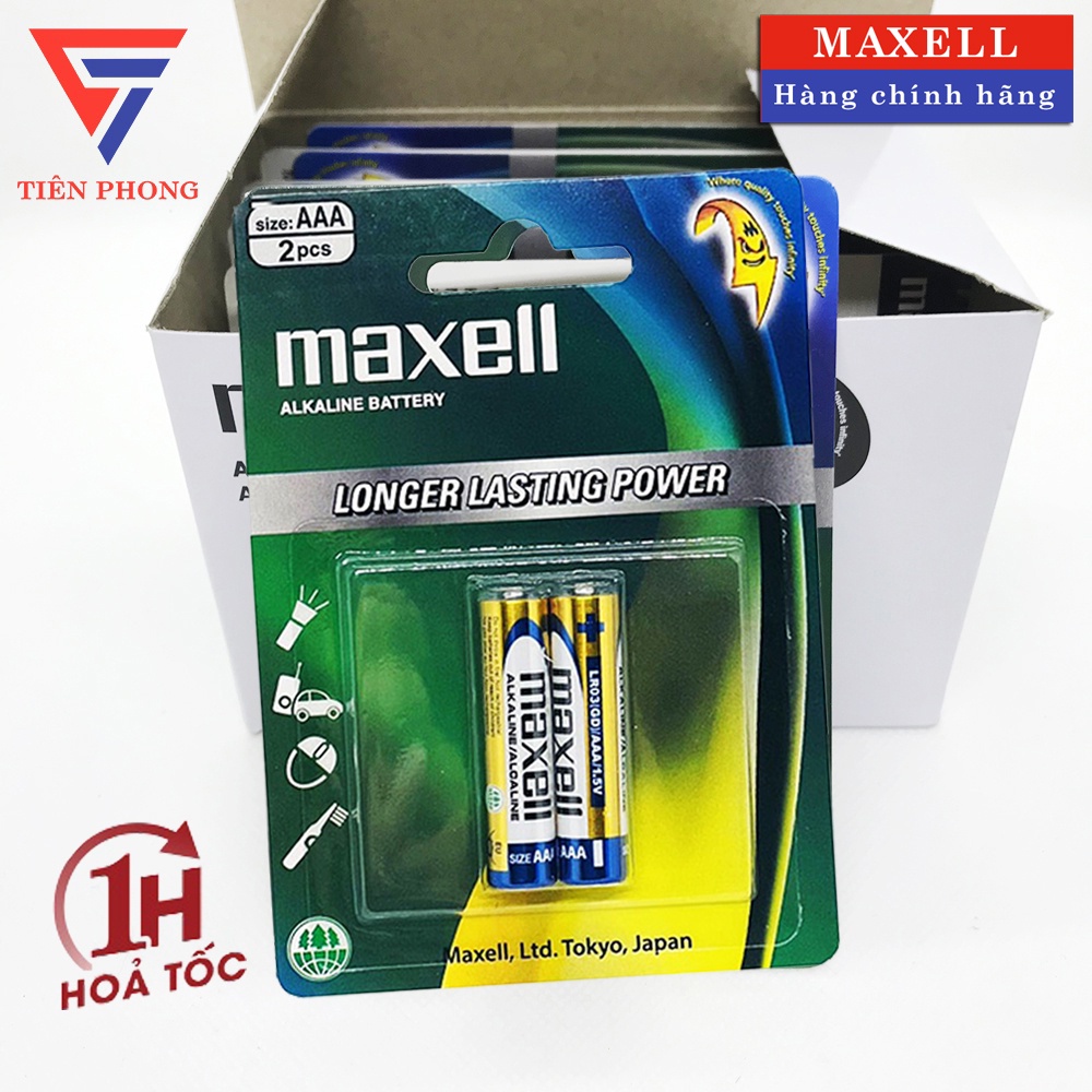 Pin Đũa AAA Maxell Alkaline LR03 vỉ 2 viên CHÍNH HÃNG (xanh), pin điều ...