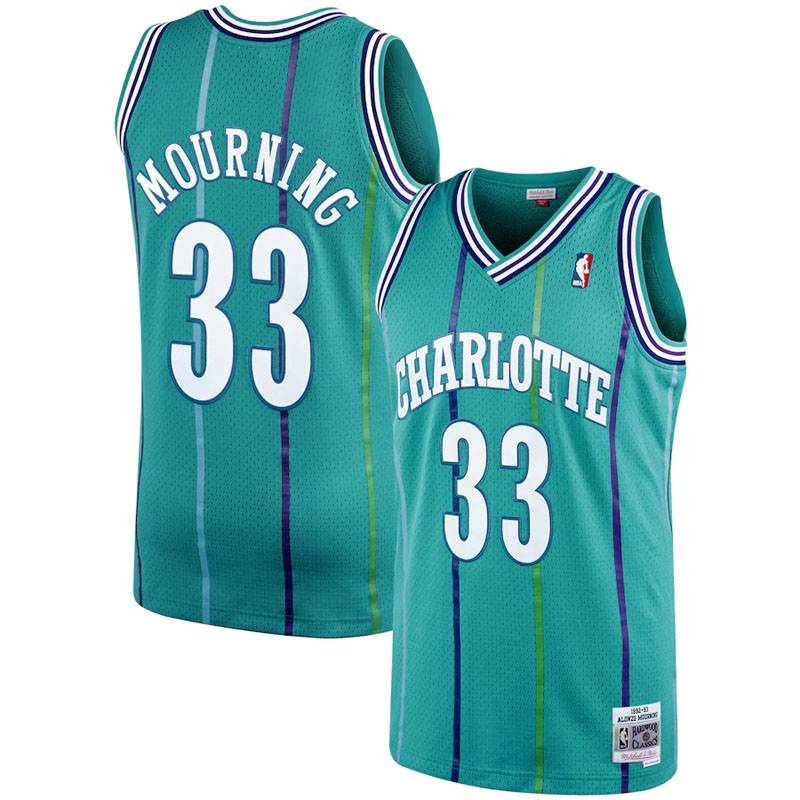 SY3 Áo Jersey Bóng Rổ Charlotte Hornets Alonzo Mourning & Stephen Curry Edition, Phiên Bản Kỷ Niệm
