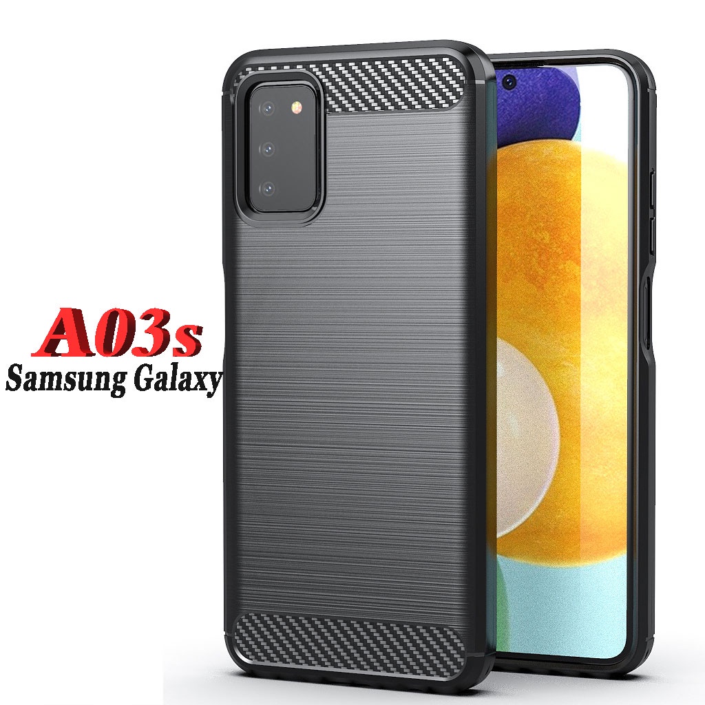(4 trong 1) Ốp Điện Thoại Cho Samsung Galaxy A03S A02S A12 A13 A03 Ốp Lưng Kính Cường Lực Vỏ Mềm Bằng Sợi carbon