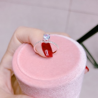 nhẫn đá nhỏ xinh dáng cao bạc ta nguyên chất - Bạc LOPA