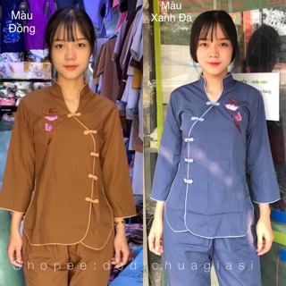 Đồ Lam Đi Chùa # Tàu Xéo Thêu Thư Pháp # Đồ Bộ # Quần Áo Nữ