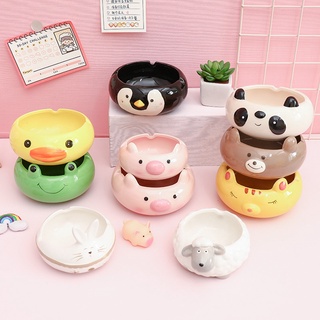 Gạt Tàn Thuốc Bằng Sứ 8.5cm/9.5cm Họa Tiết Hoạt Hình Động Vật Đáng Yêu Kiểu Hàn Quốc