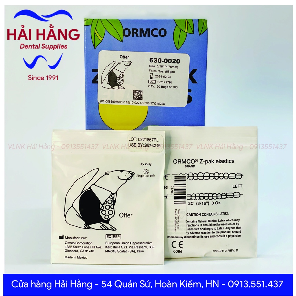 Chun liên hàm chỉnh nha Zpak Elastics chính hãng ORMCO Zpak Elastics