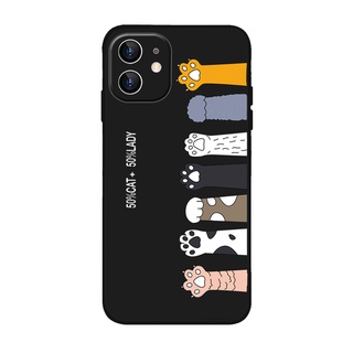 Ốp lưng điện thoại nhựa mềm iPhone 6 6S 7 8 6plus 7plus 8plus X XS SE 2020 màu đen hình dấu chân mèo