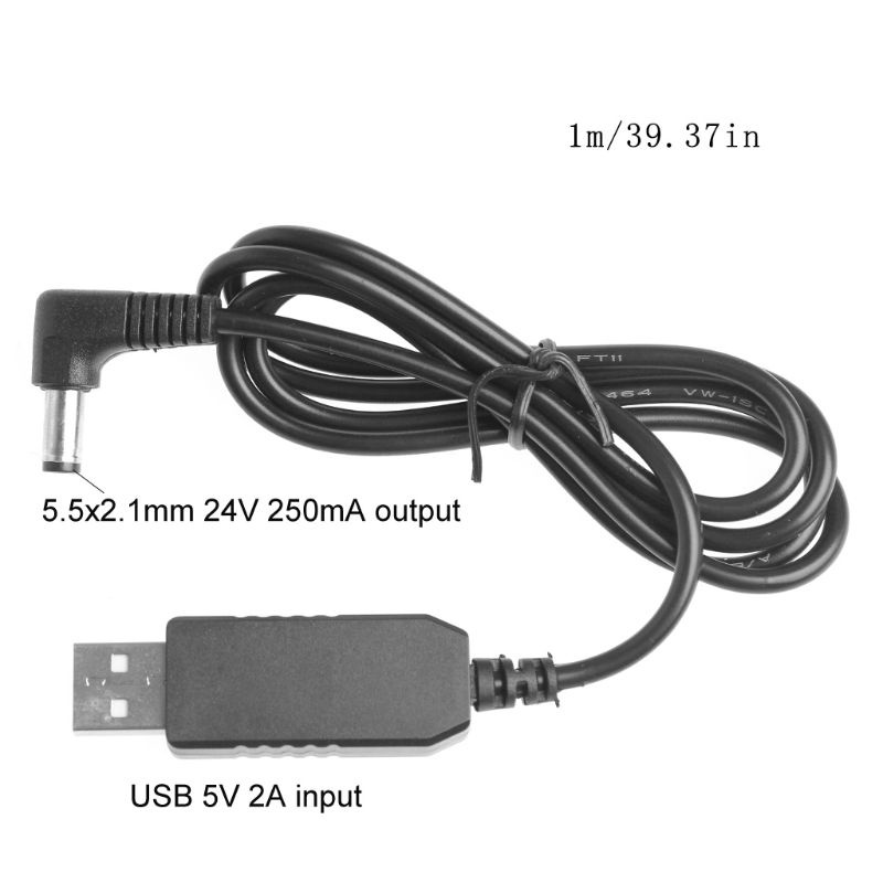 NAMA USB 5V sang 24V 5 5x2 1mm Tăng cường Bộ chuyển đổi Cáp cấp nguồn