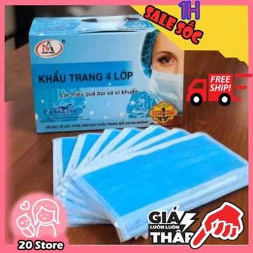 [Hộp 50c] - Khẩu trang y tế 4 lớp, khẩu trang đa năng 2 màu TRẮNG - XANH tiện dụng, khẩu trang chống nắng, chống bụi