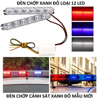 Bộ đèn chớp cảnh sát nháy xanh đỏ 12 led mẫu mới ánh sáng mạnh lắp xe máy ô tô 12v