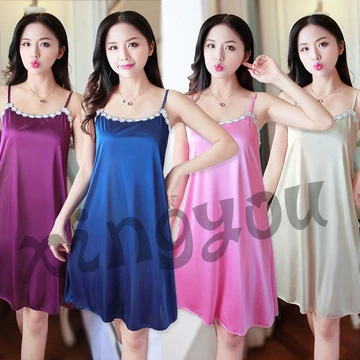 Bộ Đồ Ngủ Bé Gái Ice Silk Bộ Đồ Ngủ Đồ Ngủ Spaghetti Dây Đeo Váy Ngủ Loungewear Lưng Đẹp Bộ Đồ Ngủ Bộ Đồ Ngủ Đầm