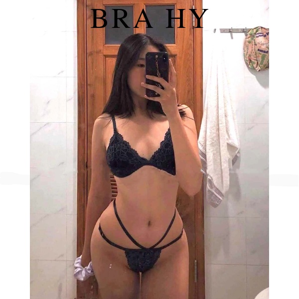 Bộ đồ lót ren bralette đen dây sexy có mút mỏng hàng thiết kế cao cấp BRAHY 003