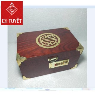 HỘP ĐỰNG TRANG SỨC, HỘP ĐỰNG CON DẤU GỖ HƯƠNG SIZE 19 KHÓA MÃ SỐ - ẢNH THẬT