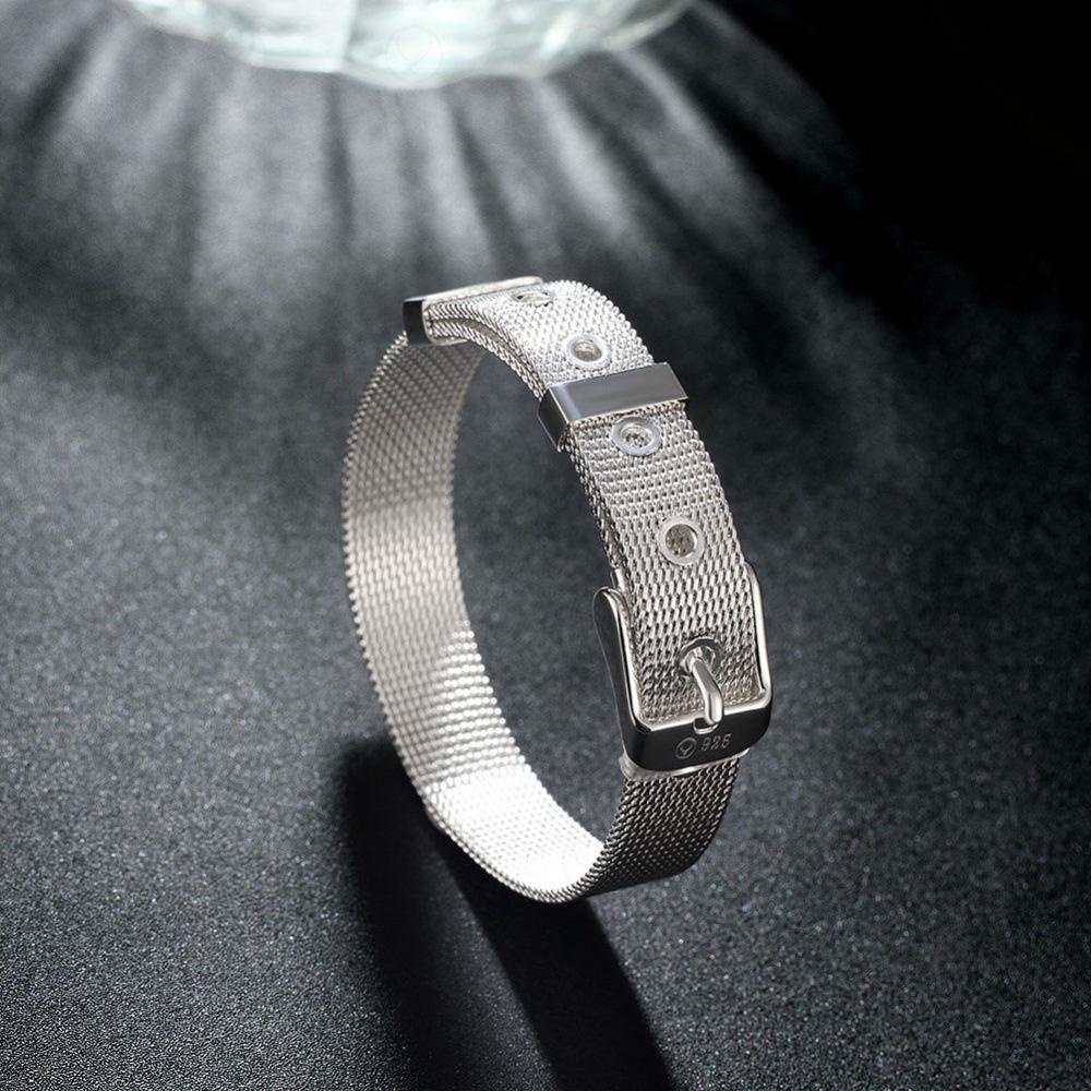 Vòng Tay Nam Lắc Tay Unisex Thời Trang Đeo Tay Nam Nữ Basic Màu Bạc - Vòng Silver Belt - Horizon