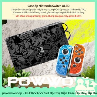 Oled/V1/V2 Set Bộ Phụ Kiện Case Máy, Case Dock, Nút Bọc, Hộp Băng Nintendo Switch Mẫu Splatoon 3 PowT