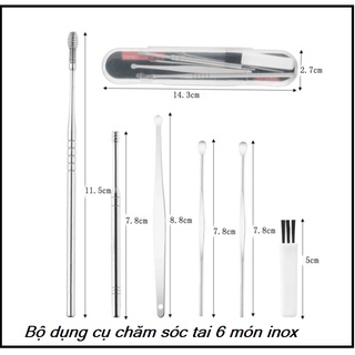 BỘ DỤNG CỤ LÂY RÁY TAI AN TOÀN CHUYÊN NGHIỆP GỒM 5 CÂY THÉP KHÔNG RỈ CÓ HỘP ĐỰNG