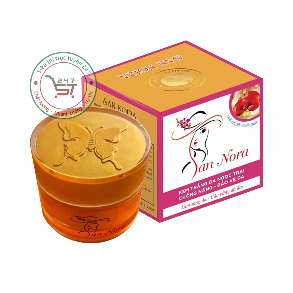 Kem dưỡng Trắng da mặt Sáng da Cân bằng độ ẩm Chống nắng San Nora 10g 18g (cam-hồng)