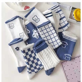 Bít Tất Nữ Cổ Cao Nhiều Màu Trắng Đen Thể Thao Cute T03