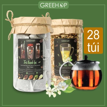 Trà gạo lứt đậu đen đậu đỏ, trà hoa nhài Greehop giúp thanh lọc cơ thể