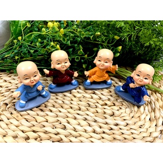 Bộ 4 tượng chú tiểu múa quyền tai to Tài Lộc Phúc Đức ( Hình Thật )
