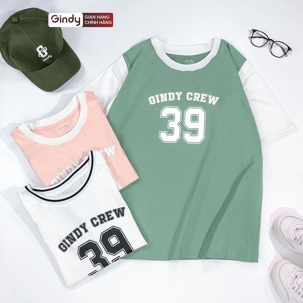 Áo thun tay lỡ Unisex form rộng phông Nam Nữ bóng rổ phối tay 4 màu xanh lá, hồng, trắng, đen local brand GINDY A060