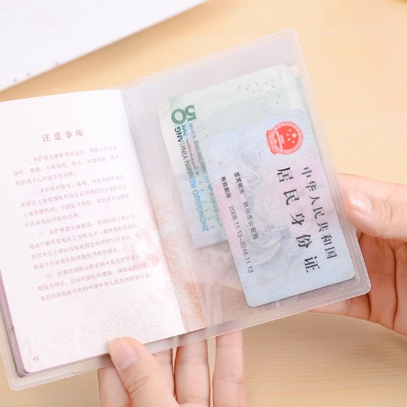 Vỏ Bọc Hộ Chiếu/Thẻ ID Bằng PVC Mặt Nhám Trong Suốt Chống Thấm Nước/Bẩn/Bẩn Dùng Khi Đi Du Lịch