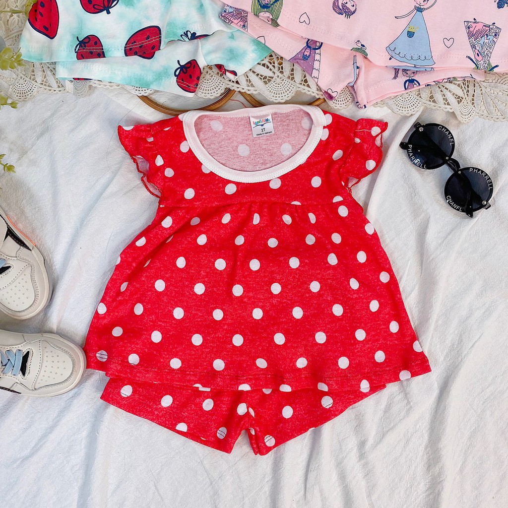 Bộ Cotton Bozip Xuất Dư Siêu Mát Dáng Babydoll Nhiều Hoạ Tiết Xinh Cho Bé Gái 10-20kg