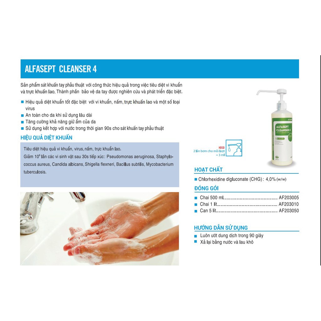 Mô tả Xà Phòng Rửa Tay ALFASEPT Cleanser 4 Giúp Khử Khuẩn Nhanh Chóng, Tăng Cường Khả Năng Giữ Ẩm Cho Da Lọ 500ml - 2